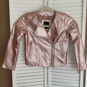 Me Jane Girls size 6 faux leather metallic blush pink Moto Jacket
